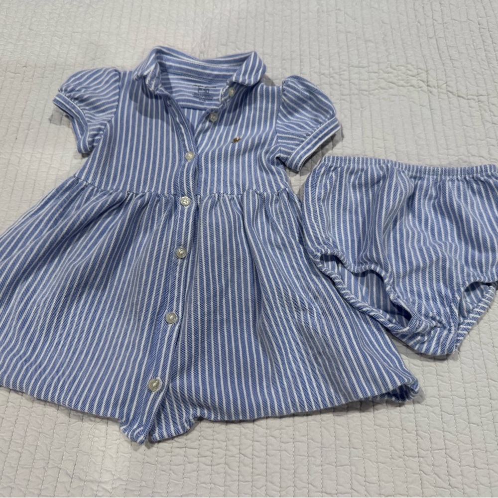 Ralph Lauren Light Blue Striped Baby Outfit